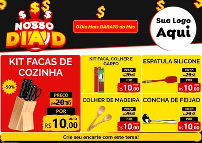 Modelo de Encarte para Encarte A4 Horizontal com o tema Nosso Dia D para Utilidades Domésticas