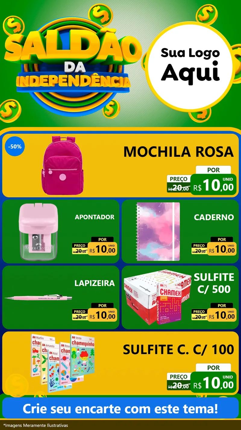 Modelo de TV para TV Vertical com o tema Saldão da Indepêndencia para Papelaria
