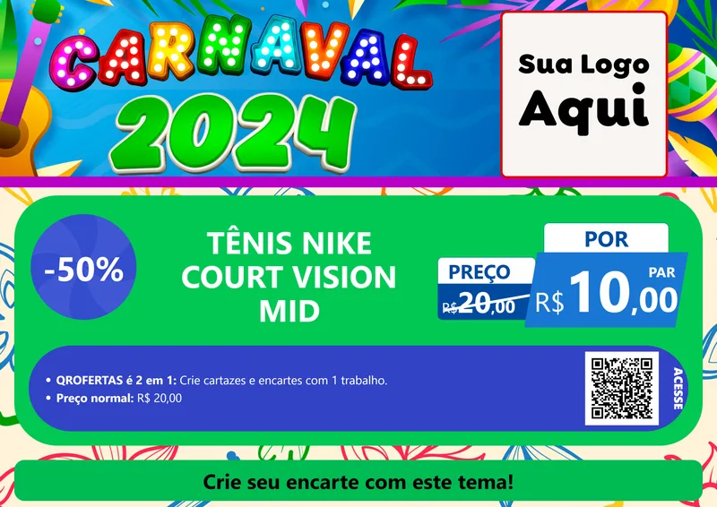 Modelo de Cartaz para Cartaz A4 Horizontal com o tema Carnaval 2027 para Calçados