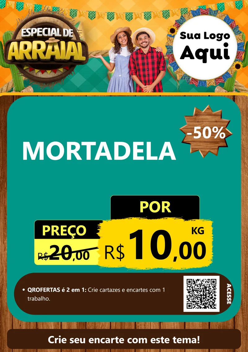 Modelo de Cartaz para Cartaz A4 Vertical com o tema Especial De Arraial para Frios e Laticínios