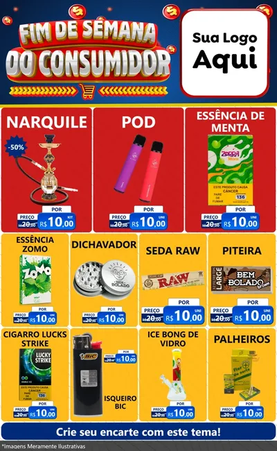 Modelo de Encarte para Encarte Grande com o tema Fim de Semana do Consumidor para Tabacaria