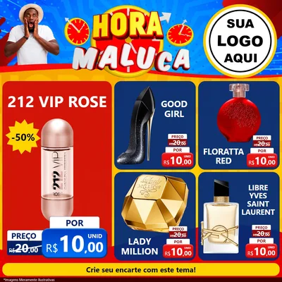 Modelo de Rede Social para Feed Facebook com o tema Hora Maluca para Perfumes