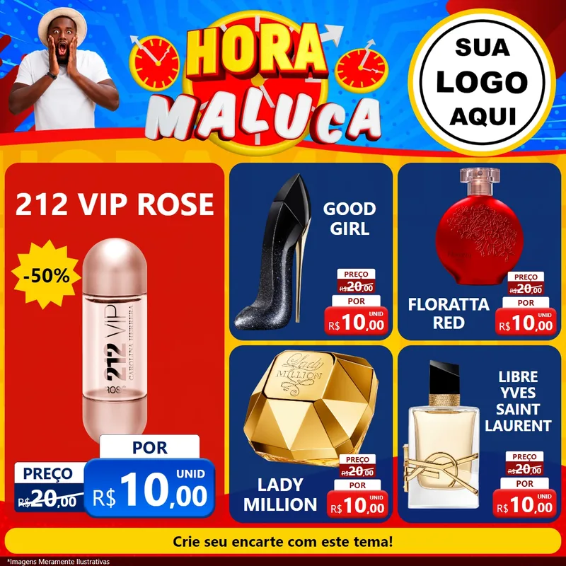 Modelo de Rede Social para Feed Facebook com o tema Hora Maluca para Perfumes