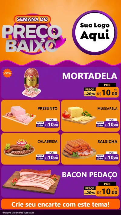 Modelo de TV para TV Vertical com o tema Semana do Preço Baixo para Frios e Laticínios