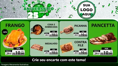 Modelo de TV para TV Horizontal com o tema Promoção de Aniversário - 25 Anos para Assados