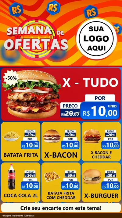 Modelo de Rede Social para Stories com o tema Semana de Ofertas para Hamburgueria