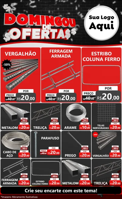 Modelo de Encarte para Encarte Grande com o tema Domingou de Ofertas para Ferragens