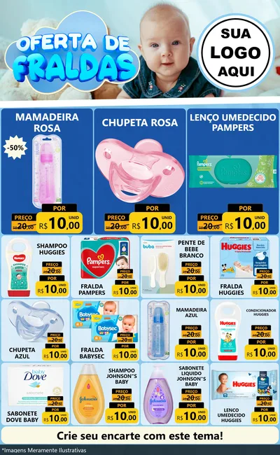 Modelo de Encarte para Encarte Grande com o tema Oferta de Fraldas para Bebês