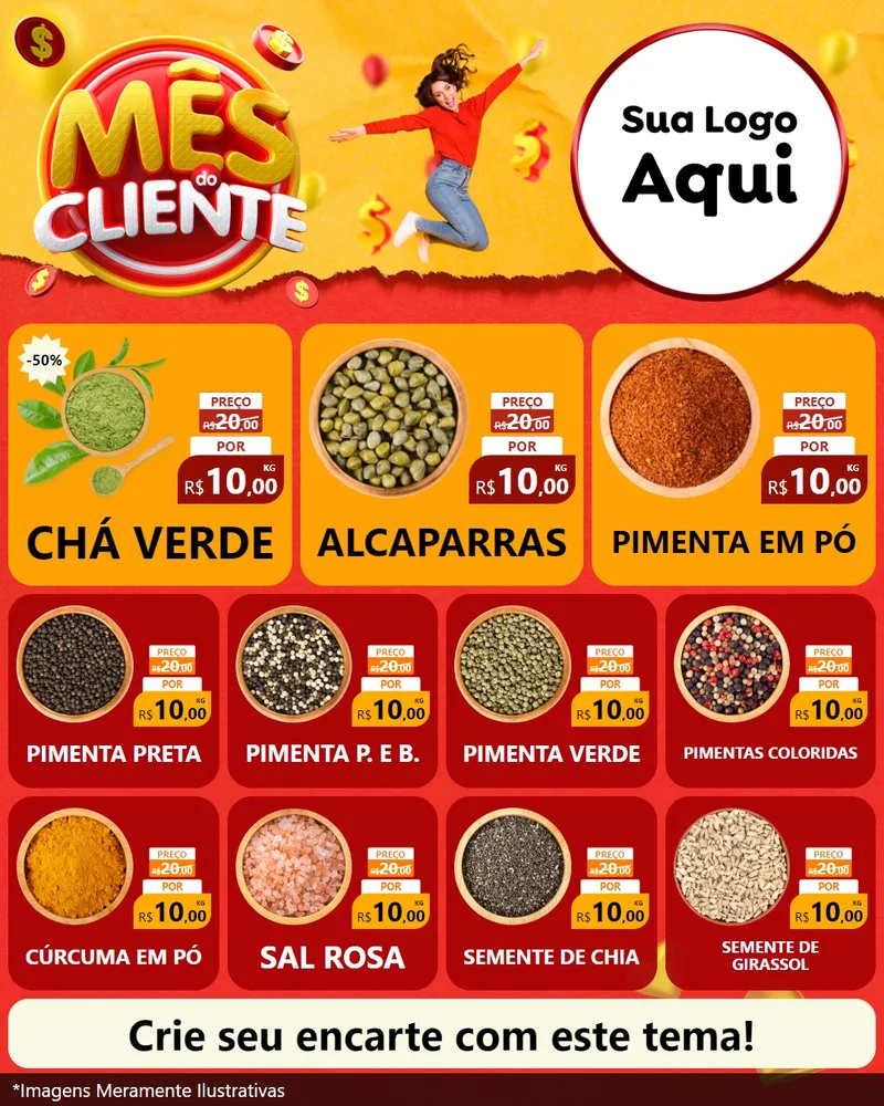 Modelo de Rede Social para Feed Instagram com o tema Mês do Cliente para Produtos Naturais