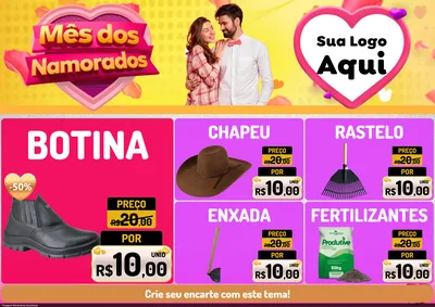 Modelo de Encarte para Encarte A4 Horizontal com o tema Mês dos Namorados para Agropecuária