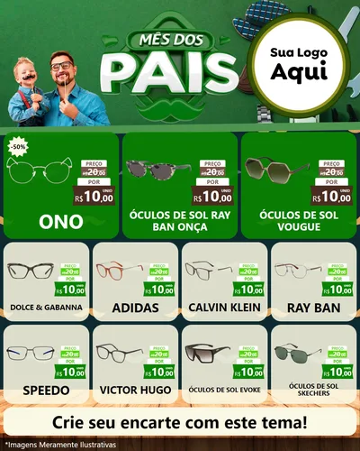 Modelo de Rede Social para Feed Instagram com o tema Mês dos Pais para Óticas