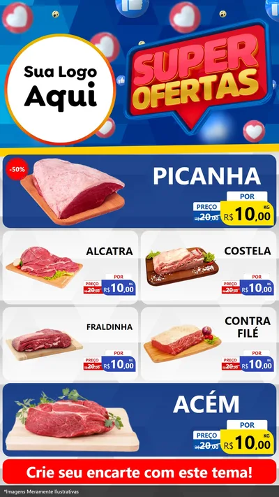 Modelo de TV para TV Vertical com o tema Super Ofertas para Açougue