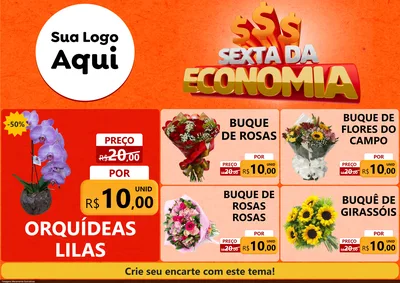 Modelo de Encarte para Encarte A4 Horizontal com o tema Sexta da Economia para Floricultura e jardim