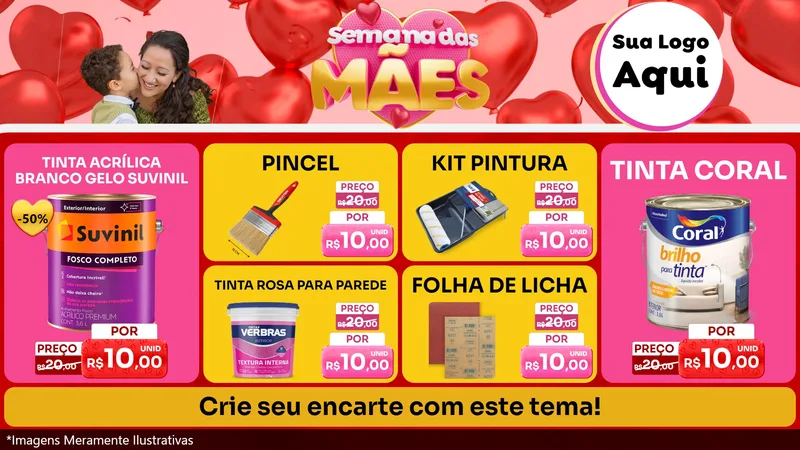 Modelo de TV para TV Horizontal com o tema Semana Das Mães para Tintas e Ferramentas
