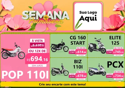Modelo de Encarte para Encarte A4 Horizontal com o tema Semana da Primavera para Concessionaria de Motos