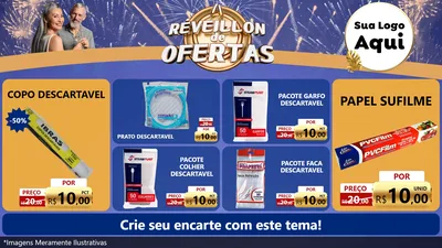 Modelo de TV para TV Horizontal com o tema Réveillon de Ofertas para Embalagens