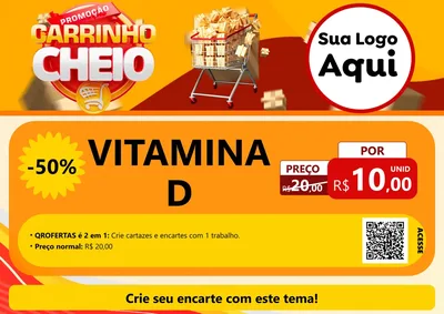 Modelo de Cartaz para Cartaz A4 Horizontal com o tema Promoção carrinho cheio para Farmácia
