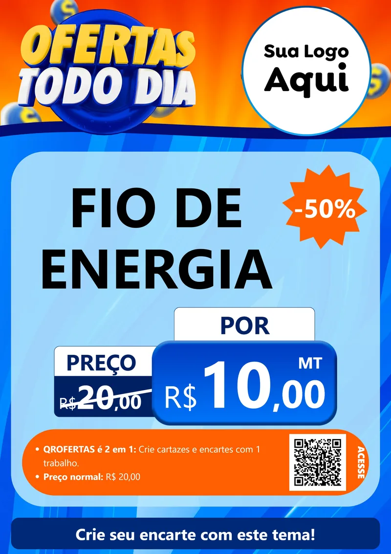 Modelo de Cartaz para Cartaz A4 Vertical com o tema Ofertas Todo Dia para Materiais Elétricos