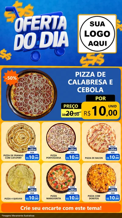 Modelo de Rede Social para Stories com o tema Oferta do Dia para Pizzaria