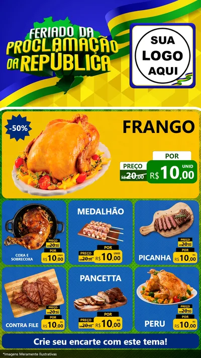 Modelo de Rede Social para Stories com o tema Feriado da Proclamação da República para Assados