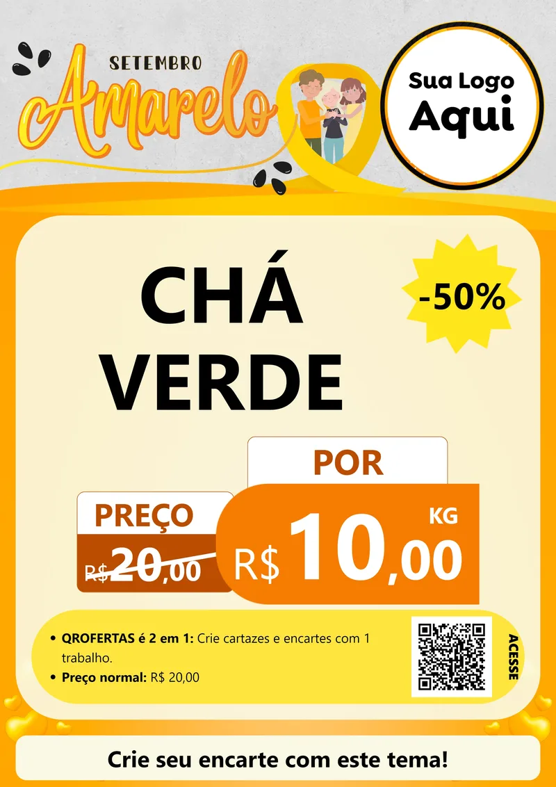 Modelo de Cartaz para Cartaz A4 Vertical com o tema Setembro Amarelo para Produtos Naturais