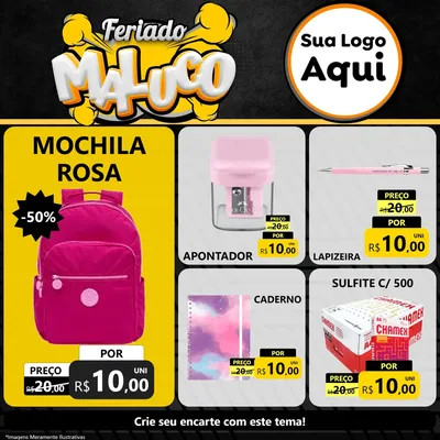 Modelo de Rede Social para Feed Facebook com o tema Feriado Maluco para Papelaria