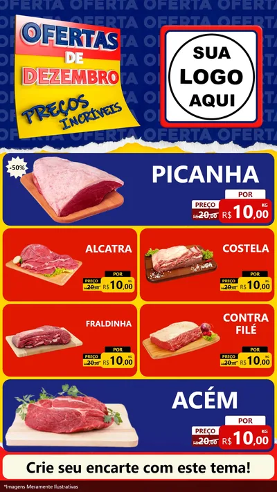 Modelo de TV para TV Vertical com o tema Ofertas de Dezembro - Preços Incríveis para Açougue