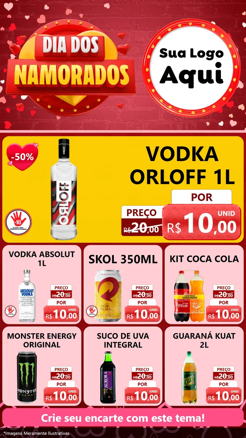 Modelo de Rede Social para Stories com o tema Dia Dos Namorados para Distribuidora de bebidas