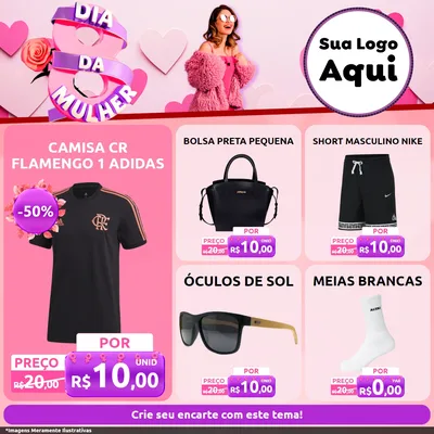 Modelo de Rede Social para Feed Facebook com o tema Dia da Mulher para Roupas e acessórios