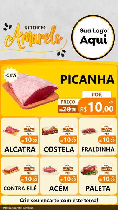 Modelo de Rede Social para Stories com o tema Setembro Amarelo para Açougue