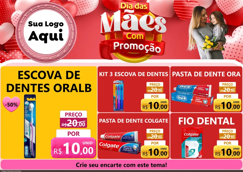 Modelo de Encarte para Encarte A4 Horizontal com o tema Dia Das Mães Com Promoção para Higiene Pessoal