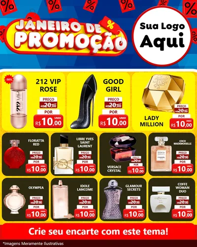 Modelo de Rede Social para Feed Instagram com o tema Janeiro de Promoção para Perfumes