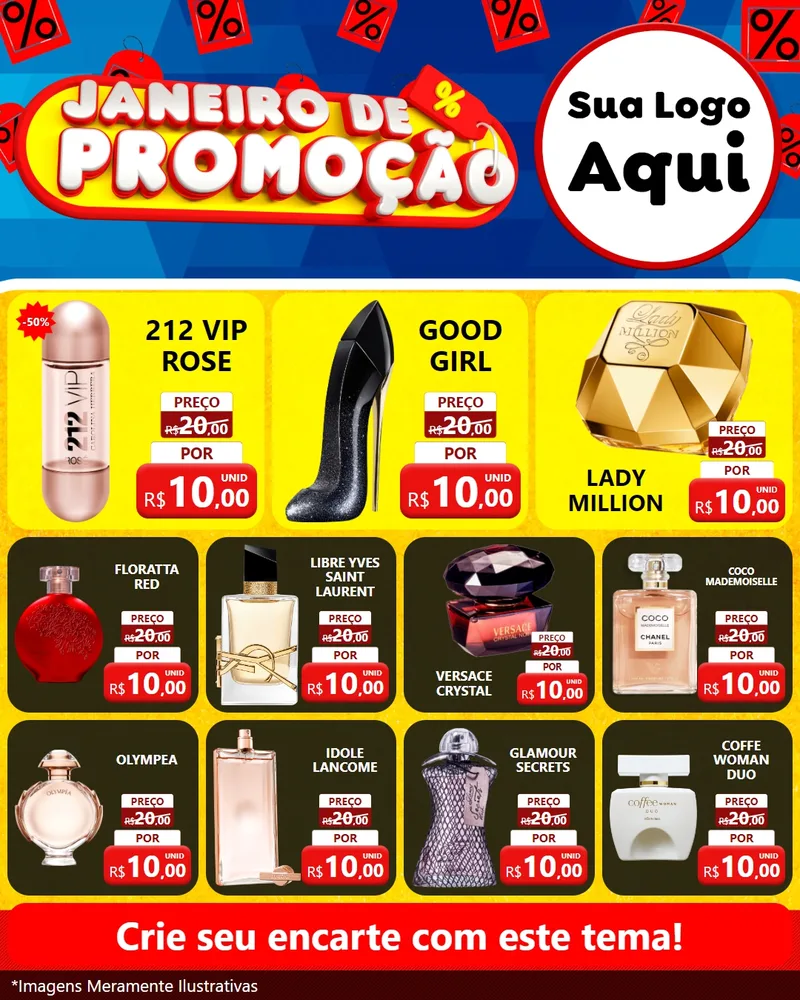 Modelo de Rede Social para Feed Instagram com o tema Janeiro de Promoção para Perfumes
