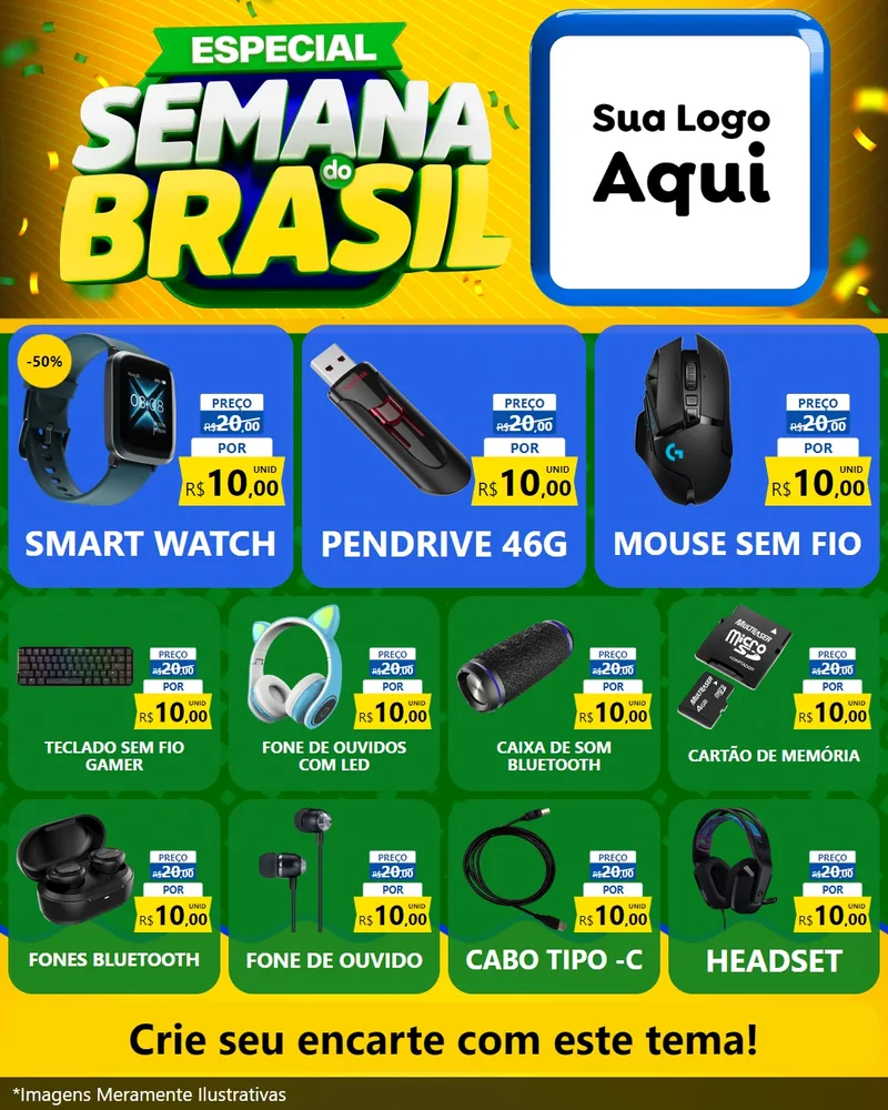 Modelo de Rede Social para Feed Instagram com o tema Especial Semana do Brasil para Informática