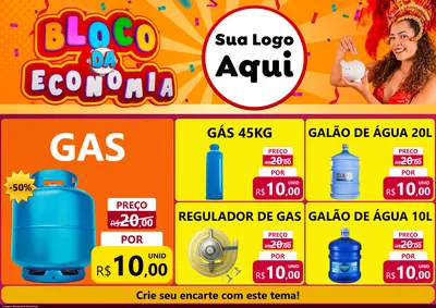 Modelo de Encarte para Encarte A4 Horizontal com o tema Bloco da Economia para Água e gás