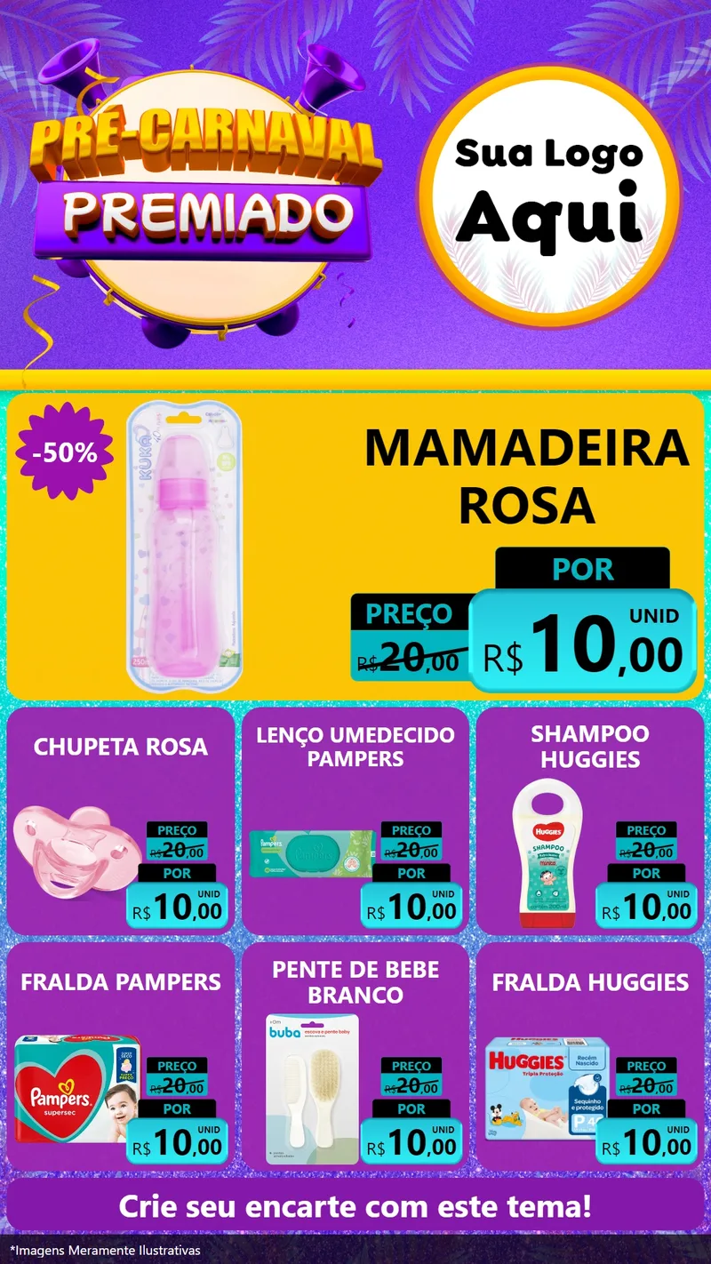 Modelo de Rede Social para Stories com o tema Pré-Carnaval Premiado para Bebês