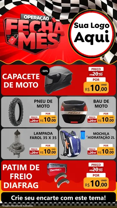 Modelo de TV para TV Vertical com o tema Operação Fecha Mês - Auto Moto para Moto peças