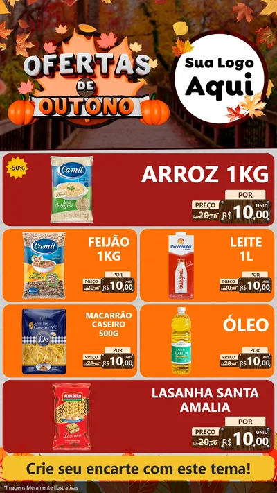 Modelo de TV para TV Vertical com o tema Ofertas de Outono para Supermercado