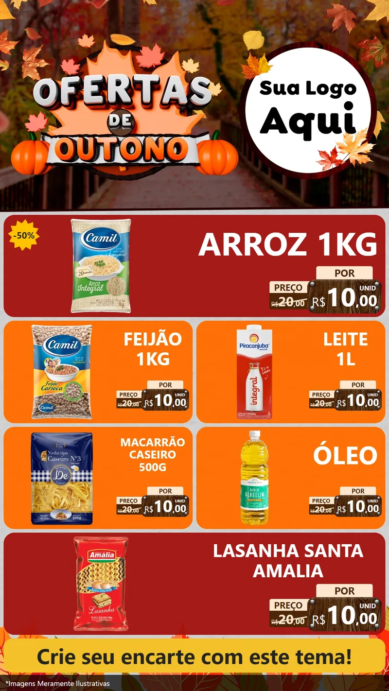 Modelo de TV para TV Vertical com o tema Ofertas de Outono para Supermercado