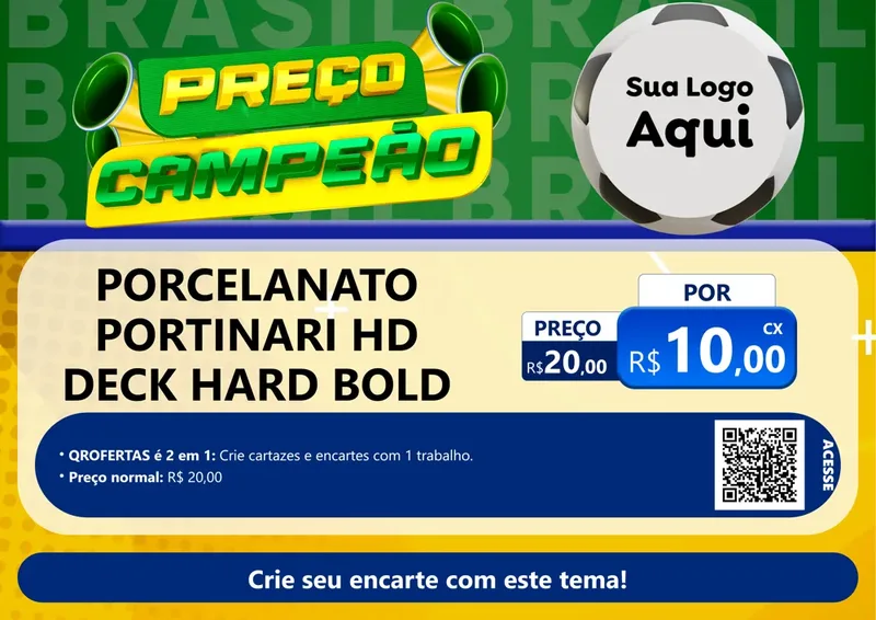 Modelo de Cartaz para Cartaz A4 Horizontal com o tema Preço Campeão - Copa para Pisos e revestimentos
