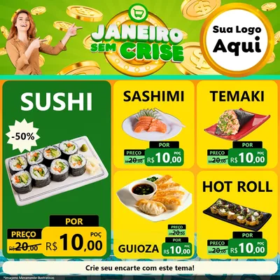 Modelo de Rede Social para Feed Facebook com o tema Janeiro Sem Crise para Comida japonesa