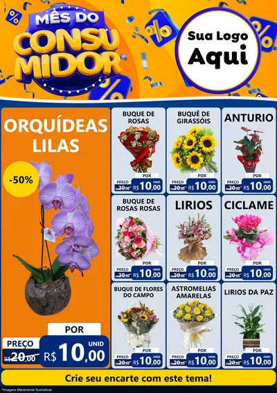 Modelo de Encarte para Encarte A4 Vertical com o tema Mês do Consumidor para Floricultura e jardim