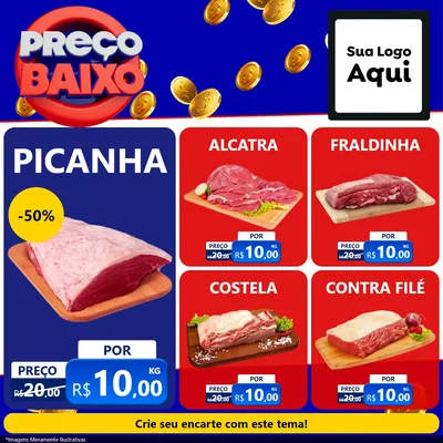 Modelo de Rede Social para Feed Facebook com o tema Preço Baixo para Açougue