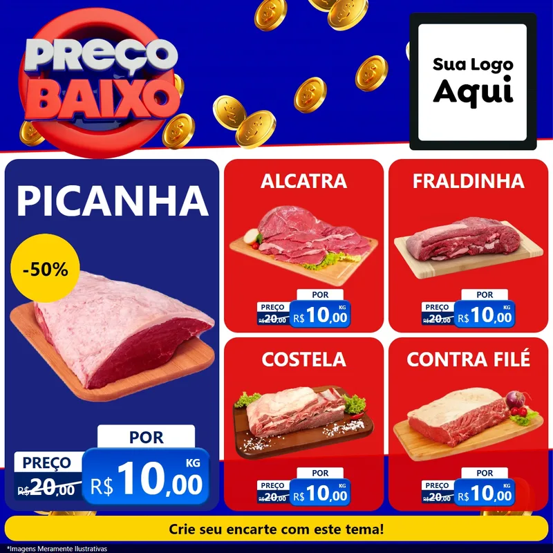 Modelo de Rede Social para Feed Facebook com o tema Preço Baixo para Açougue