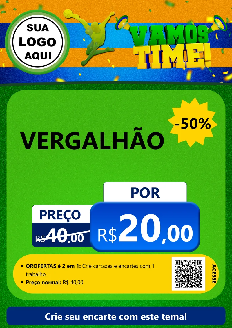 Modelo de Cartaz para Cartaz A4 Vertical com o tema Vamos Time! para Ferragens