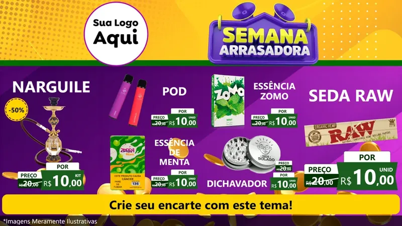 Modelo de TV para TV Horizontal com o tema Semana Arrasadora para Tabacaria