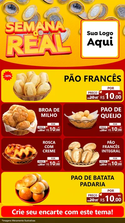 Modelo de TV para TV Vertical com o tema Semana do Real para Padaria
