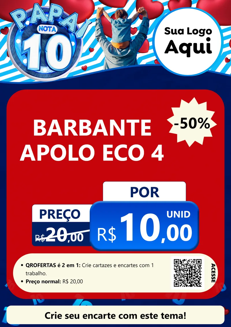 Modelo de Cartaz para Cartaz A4 Vertical com o tema Papai Nota 10 para Armarinho e Aviamentos