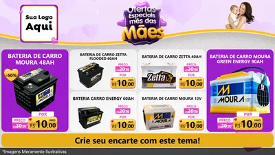 Modelo de TV para TV Horizontal com o tema Ofertas Especiais - Mês das Mães para Baterias Elétricas