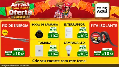 Modelo de TV para TV Horizontal com o tema Arraiá Com Muita Oferta - É Aqui Sô! para Materiais Elétricos